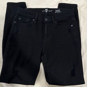 7 For All Mankind women’s ankle gwenevere ripped black Jeans 25